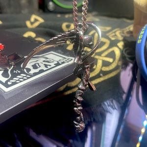 Reaper scythe pendant on chain necklace